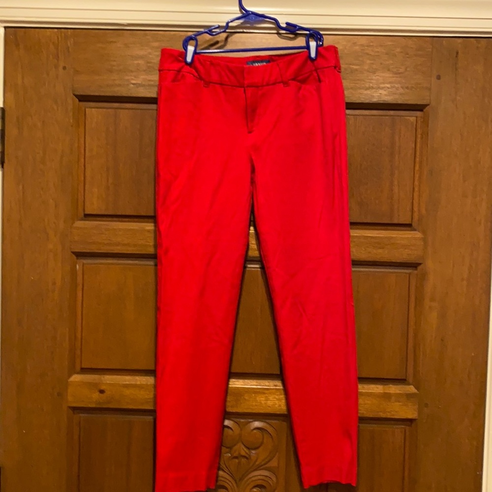 Red straight leg pants